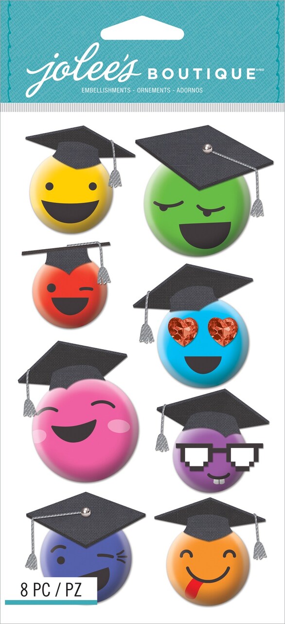 Jolee's Boutique Dimensional Stickers-Graduation Emoji